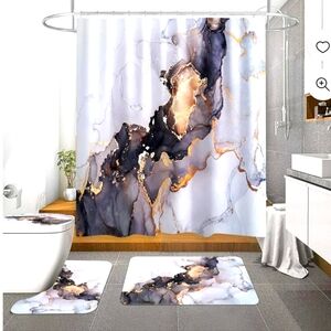 5 PC Purple/Gold Marble Bathroom Set